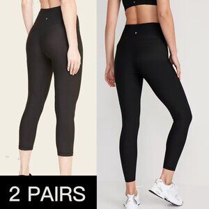 Old Navy 2 Pairs High-Waisted PowerSoft Leggings Black (M) NWT!